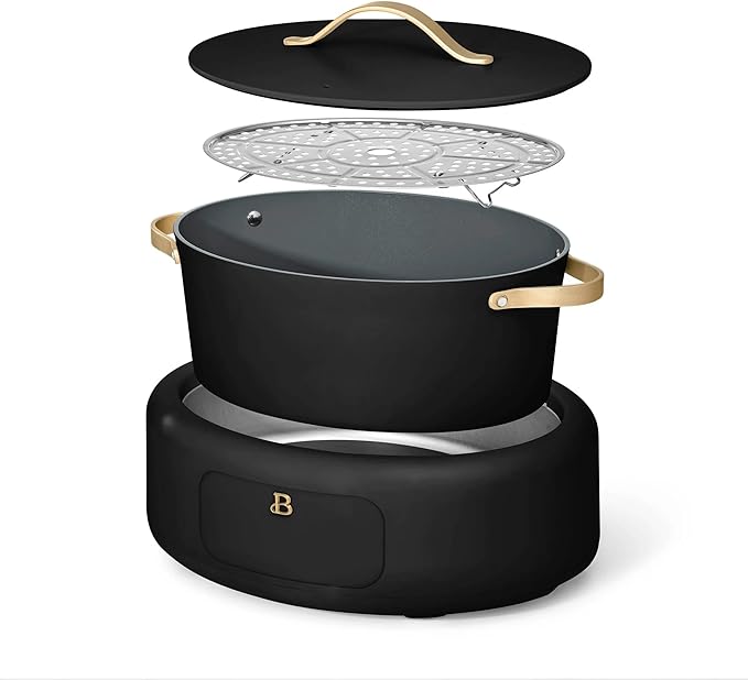 Beautiful 10-in-1 Electric MultiCooker 6 Quart - Programmable Slow Cooker, Sous Vide, Rice Cooker - Sleek Touch Timer & Delayed Start - Kitchen Appliance by Drew Barrymore (Black Sesame)