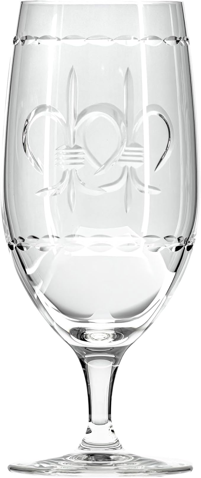 Rolf Glass Fleur De Lis Iced Tea Glass | 16oz Set of 4 Glasses | Lead-Free Diamond-Wheel Engraved Glass | Made in the USA