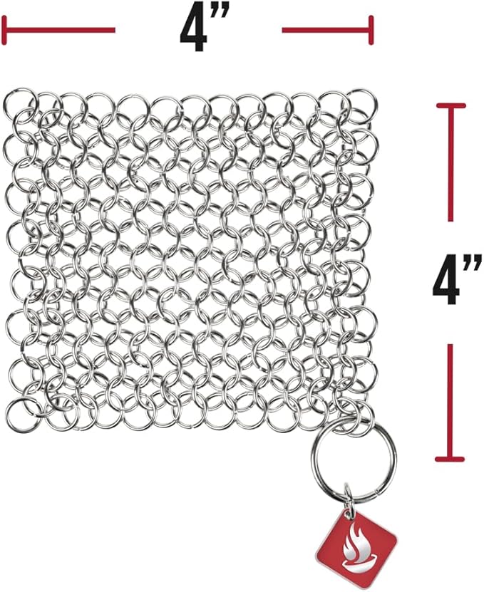 CM SCRUBBER Knapp Made Original 4" Chainmail Scrubber - Cleaner For Cast Iron, Stainless Steel, Hard Anodized Cookware and Other Pots & Pans