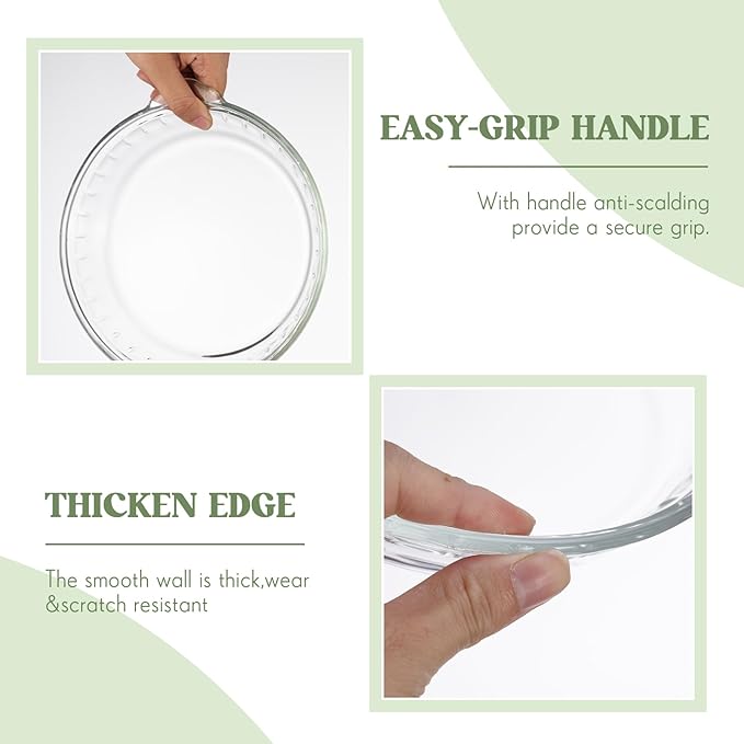 Uiifan 4 Packs 7.5 Inches Mini Glass Pie Pan for Baking Clear Pie Plate with Handles Round Glass Dish for Baking and Serving, Snacks, Salads, Desserts
