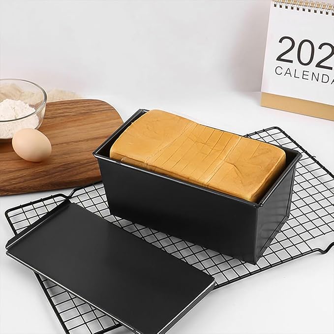 Zerodeko Non-stick Iron Loaf Pan with Cover 600g Capacity Baking Mold Bread Pan for Home Baking Toast Box
