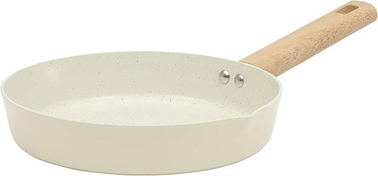 Gibson Home Marbleton 9.5 Inch Aluminum Fry Pan Cookware Non-Toxic Premium Ceramic Non Stick Frying Pan, Kitchen Egg Pan, Omelet Pan, Always Pan, Pots and Pans, Taupe, Induction Safe