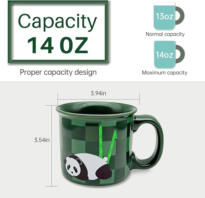 Ceramic Coffee Mugs Set of 4,14OZ Coffee Cups with Handle,Latte Mug,Great for Tea Hot Chocolate,Large Cute Mugs for Men,Women,Kids,Microwave&Dishwasher Safe for Kitchen or Office(GREEN)