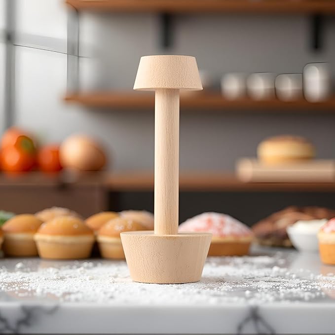 GANPUB 2Pcs Tart Tamper Pastry Tamper Double Side Wooden Egg Tart Tamper Mold DIY Cake Pastry Pusher for Kitchen Party Baking Tools, Pie, Tart and Quiche Pans
