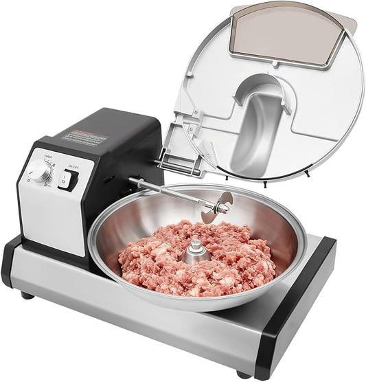 Commercial Food Processor, Vegetable Chopper Meat Grinder Mincer with 5.28QT Bowl and Sharp S Blades, Electric Adjustable Timing Veggie Mincer For Mincing Meat Fillings Chopped Vegetables and Sauces