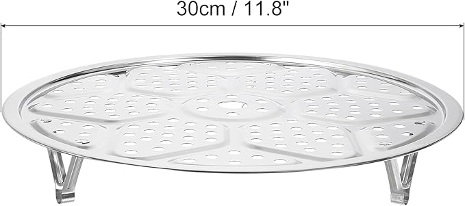 uxcell 2pcs Stainless Steel Steamer Rack with Stand, 11.8 Inches Pot Steaming Tray for Steamer Cookware Instant Pressure Cooker, Silver Tone