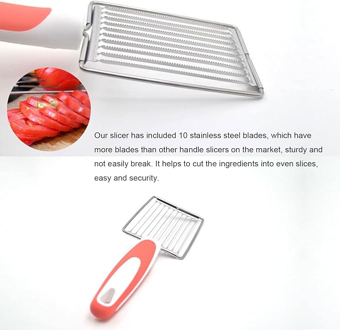 Luncheon Meat Cutter, Cheese & Potato Slicer, Stainless Cutter with Handle for Egg Ham Fruit Tomato, Cutting Evenly Thick , Food Cutting Tool for Kitchen (Blue)