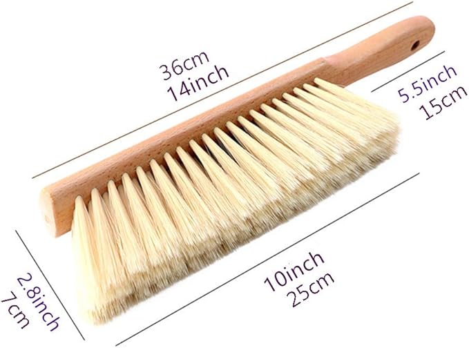 Soft Bristle Hand Brush Wooden Handle for Woodworking Shop Bench, Sawdust Removal Non-Scratch 14 Inch Long (2pcs Yellow)
