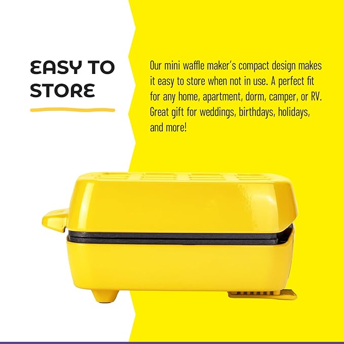 Mini Electric Waffle Maker – Fun Waffle Shape – Non-Stick Coating, Easy to Clean – Perfect for Kids, Families, Dorms, Apartments, RVs – Gift for Holidays, Birthdays, Weddings