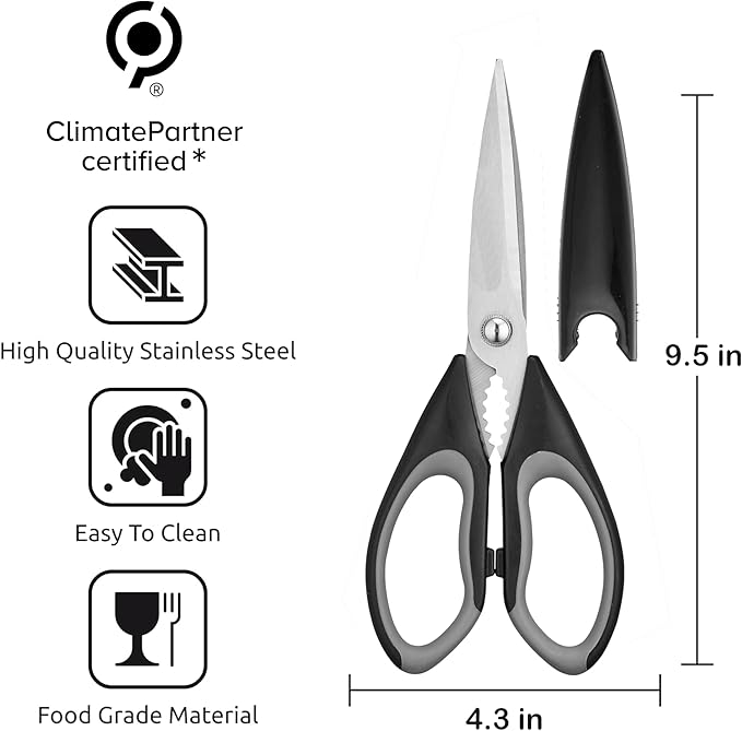 Kitchen Scissors All Purpose 3 Pack - Heavy Duty Stainless Steel Cooking Shears for Cutting Meat, Food, Fish, Poultry Multipurpose Sharp Sissors for Dishwasher Safe, with Protective Sheath