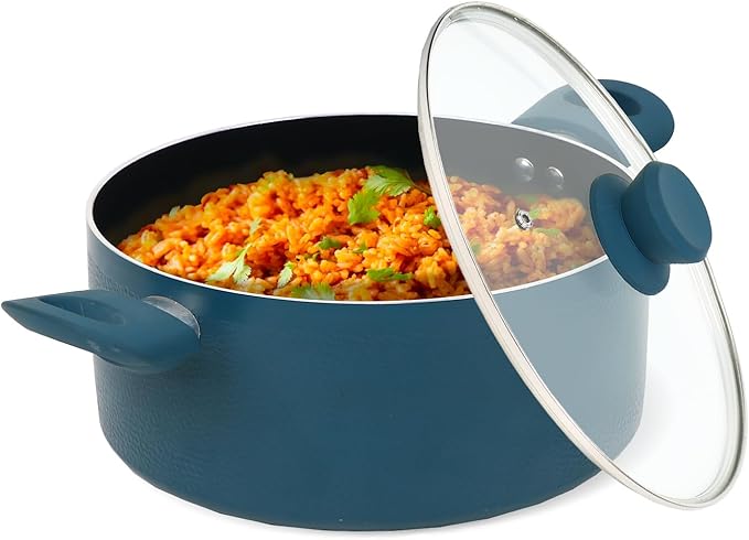 Prime Cuisine 5 QT Dutch Oven with Lid, Nonstick Cookware, Soft Touch Handles, Induction Base, Ideal for Stews, Soups, and Roasts