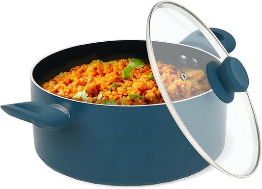 Prime Cuisine 5 QT Dutch Oven with Lid, Nonstick Cookware, Soft Touch Handles, Induction Base, Ideal for Stews, Soups, and Roasts