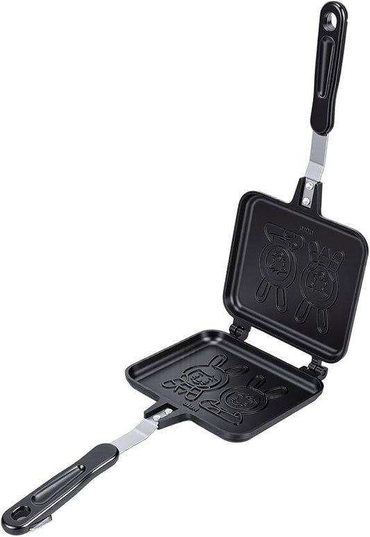 Sandwich Maker, Double Sided Rabbit Pattern Non Stick Stove Top Panini Press Pan with Handle, Stovetop Toasted Sandwich Maker Aluminum Flip Pan for Home Kitchen