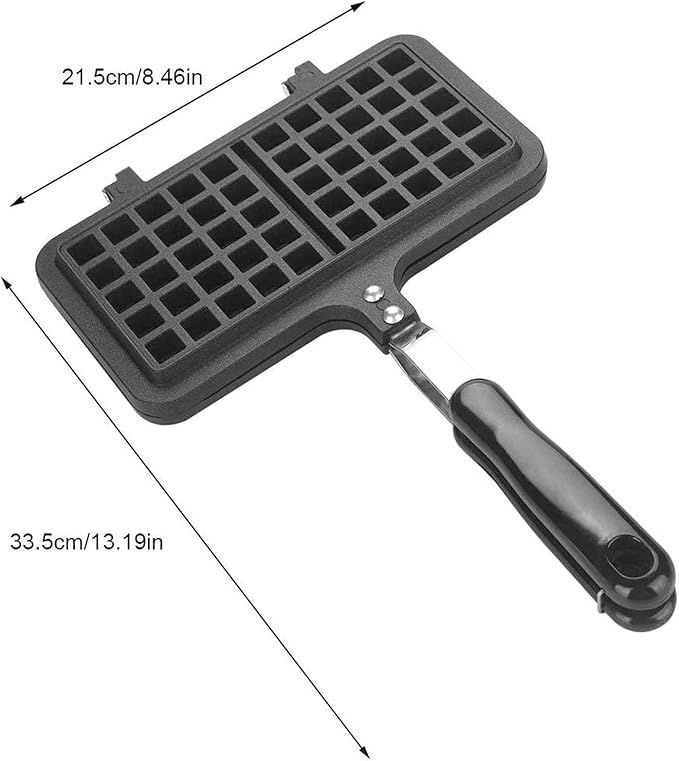 Agatige Stovetop Waffle Maker, Portable Aluminum Dual Head Nonstick Cast Iron Belgian Waffle Maker for Panini Sandwich Toaster Breakfast Snacks Cooking Baking Tool, 13.19x8.46in