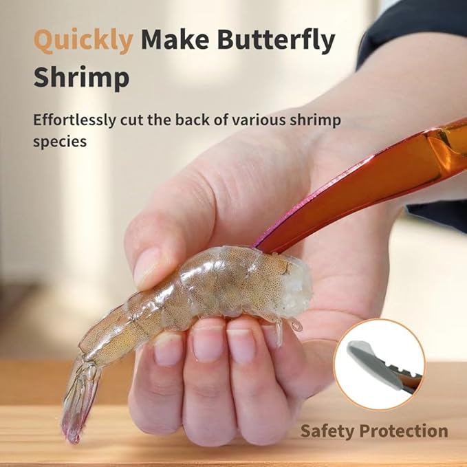 Shrimp Deveiner Tool Multi-Colored Shrimp Peeler and Deveiner Tool Stainless Steel Shrimp Cleaner Seamless Shrimp Peeler Shrimp Deveining tool Knife for Easy Shrimp Deveining (Orange)