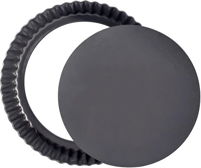 Mooisco 8 Inch Tart Pan Fluted Fruit Pie Pans With Removable Base Nonstick Coating Tarts Molds for Baking Supply For Pizza Tartlet Cake Quiche