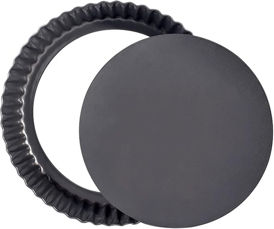 Mooisco 8 Inch Tart Pan Fluted Fruit Pie Pans With Removable Base Nonstick Coating Tarts Molds for Baking Supply For Pizza Tartlet Cake Quiche