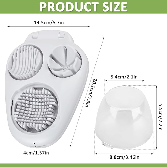 3 in 1 Egg Slicer for Hard Boiled Eggs, Suitable for Strawberry Slicer Grape Cutter, Egg Slicer for Hard Boiled Eggs,Stainless Steel Dicer,For Kitchen Vegetable Cutting Tool - White