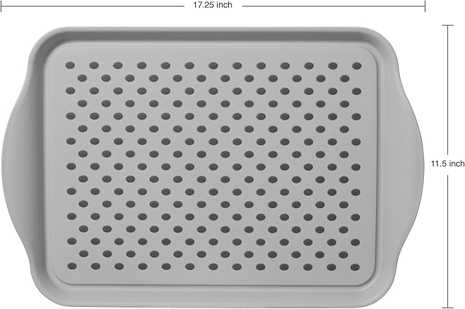 OGGI Anti Slip Serving Tray with Handles- Gray Rectangle Tray - Ideal for Eating, Breakfast, Food, Appetizer Tray, Serving