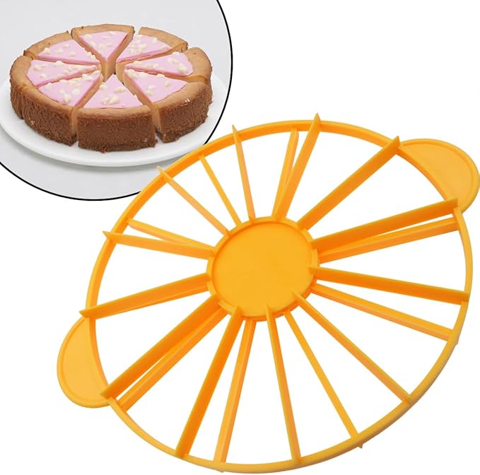 Cake Portion Cutter, Double Sided Cake Portion Marker, Round Cake Slicer, 10 or 12 Pieces, Yellow, 26.8 cm /10.6 In Diameter