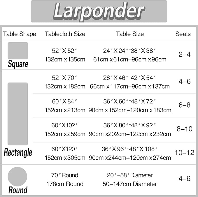 Larponder Tablecloth Rectangle, Jacquard Polyester Table Cloth, Washable & Spill Proof Table Cover for Spring Kitchen Graduation Dining Party Picnic (Rectangle, 60" x 102", White)