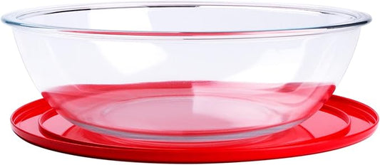 HUSANMP 4.5L Round Glass Mixing Bowl with Lids, Glass Salad Bowls with BPA free cover. Oven, Microwave and Dishwasher Safe.