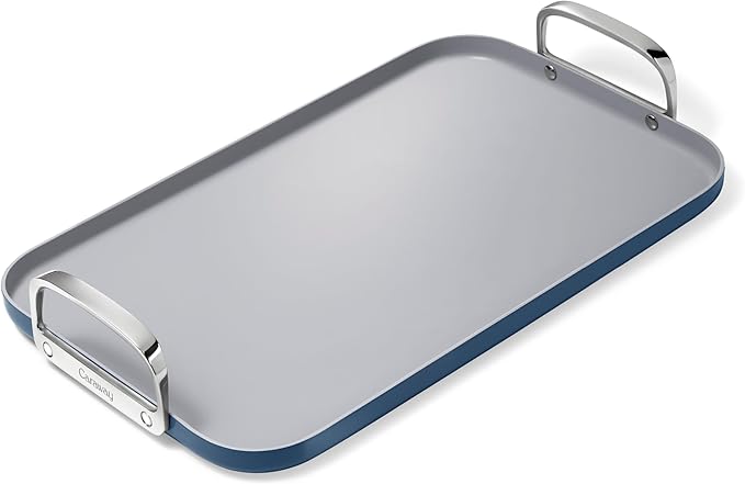 Caraway Double Burner Griddle - 19x12” Griddle Pan - Non-Stick Ceramic Coated - Non Toxic, PTFE & PFOA Free - Oven Safe & Compatible with All Stovetops - Navy