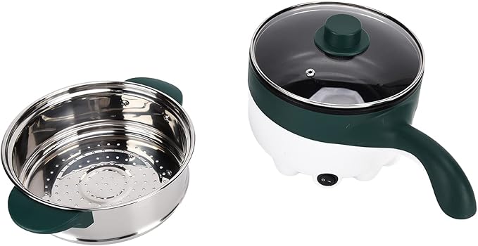 ZJchao Electric Hot Pot 2L Stainless Steel Multifunctional Portable Cooking Steamer for Home Car Kitchen 12V Green