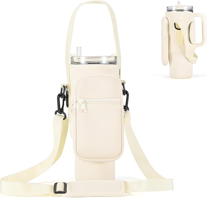 Water Bottle Carrier Bag for Stanley 40/30 oz Tumbler with Phone Pocket Neoprene Water Bottle Holder with Shoulder & Handheld Strap Stanley Cup Accessories