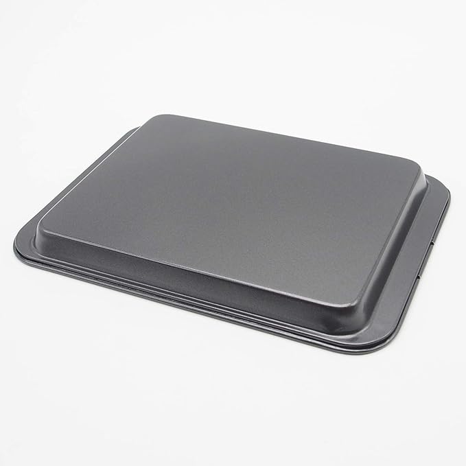 HYTK Small Baking Sheet Nonstick 9.45 X 7.09 Inch (Inner 7.5x6), 8 Inch Mini Cookie Tray Toaster Conventional Oven Pan No Warp No Rust Magnetic Bakeware for 1 to 2 person 2 Pack