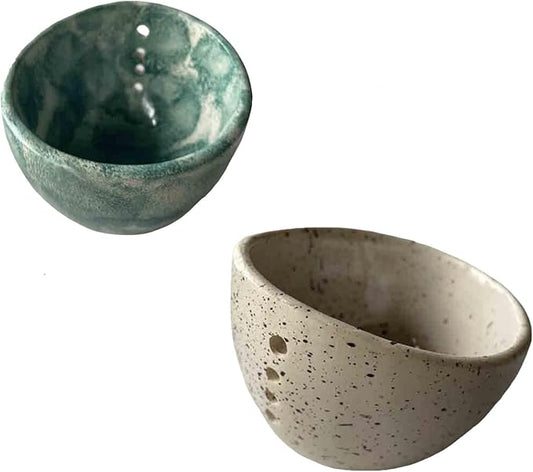 Pottery Herb Stripper Bowl,Quick Stem Removal Ceramic Bowl,Dishwasher And Microwave For Peeling Off The Leafy Assembly (2A)
