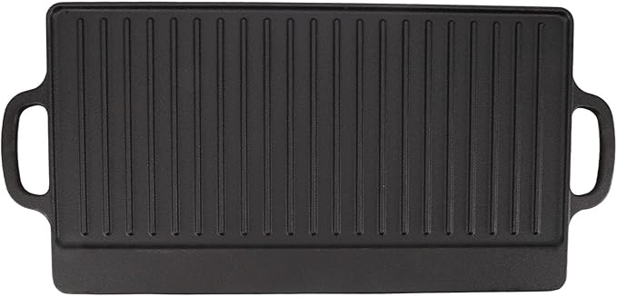 Cast Iron Griddle, Double Sided Reversible Griddle Grill, Griddle Plate for Indoor Outdoor Camping Gas Stove Induction Cooker (Large)
