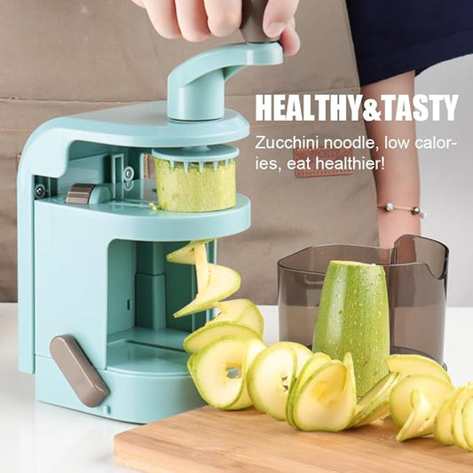 Maxceysen Vegetable Spiralizer 4in1 Rotating Blade Veggie Spiralizer Zucchini Noodle Maker with Strong Suction Cup Spiral Vegetable Cutter Slicer