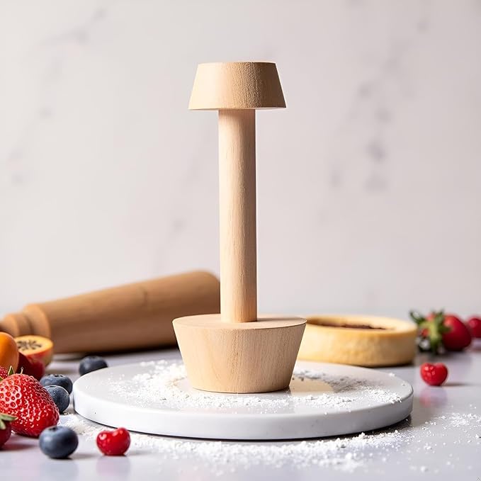 JIANSHUILIAN 2Pcs Tart Tamper Pastry Tamper Double Side Wooden Egg Tart Tamper Mold DIY Cake Pastry Pusher for Kitchen Party Baking Tools Tart Tamper, Pie, Tart and Quiche Pans,Tart Pans