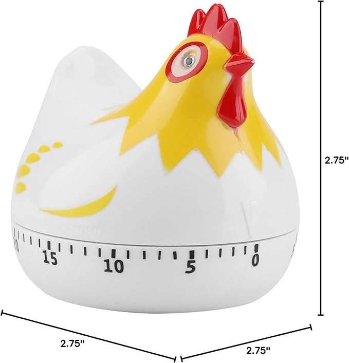 Chicken Pattern Timer, Kitchen Timer Reminder Cooking Countdown Timer for Cooking Baking Timer (White)