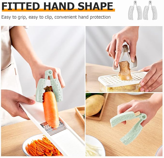 2Pcs Finger Guard Mandolin Guard Vegetables Fruit Slicer Grater Protector Kitchen Tools for Grabbing Garlic, Carrot, Potato, Cucumber