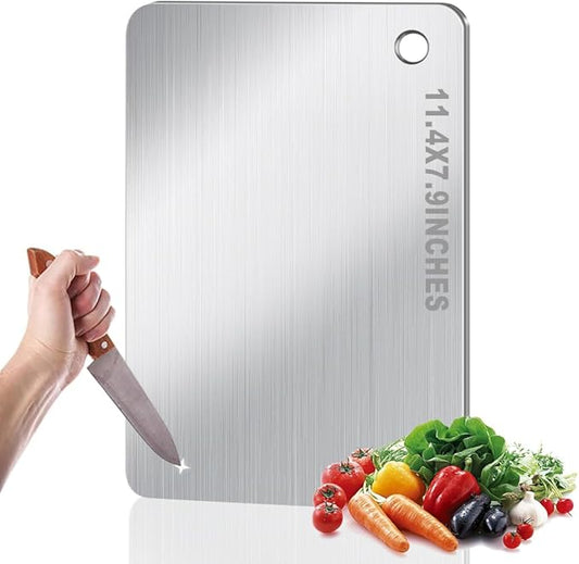 BLOCE Titanium Cutting Board for Kitchen, Stainless Non Stick Chopping Board, Upgrade Double Sided Food-Grade Titanium Board for Kitchen for Meat Cheese Vegetable (Small)