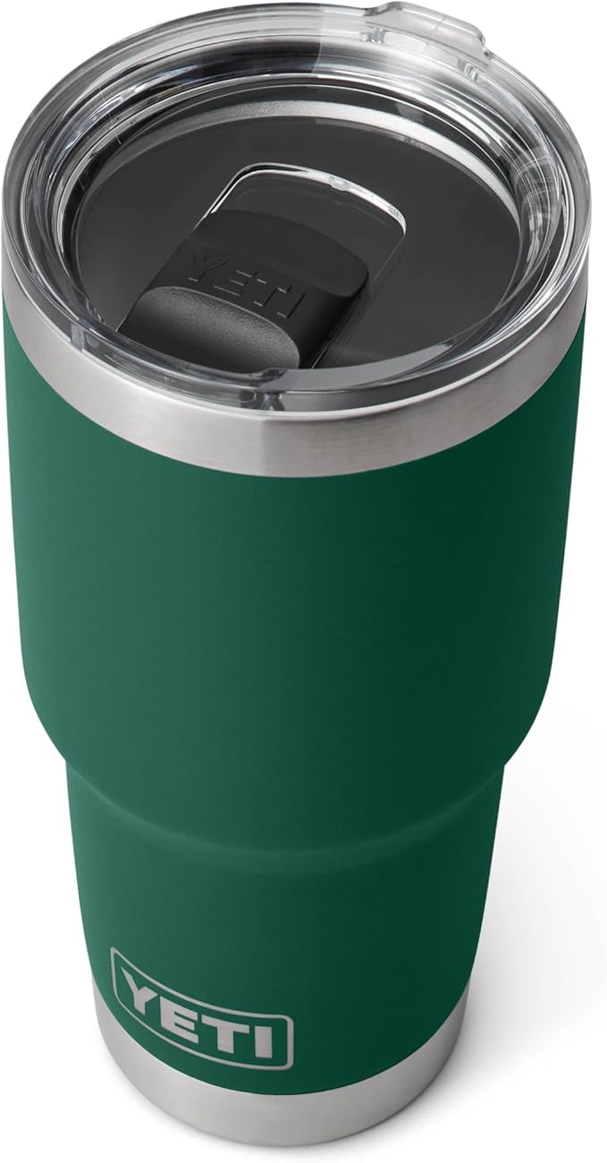 YETI Rambler 30 oz Tumbler, Stainless Steel, Vacuum Insulated with MagSlider Lid, Black Forest Green
