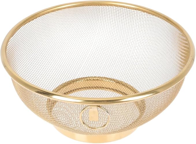 2-Pack Gold Stainless Steel Mesh Colander Set - Versatile Kitchen Strainers for Fruit, Sink, Rice - Fine Mesh Strainer Baskets for Efficient Food Drainage - Rust-Resistant and Durable