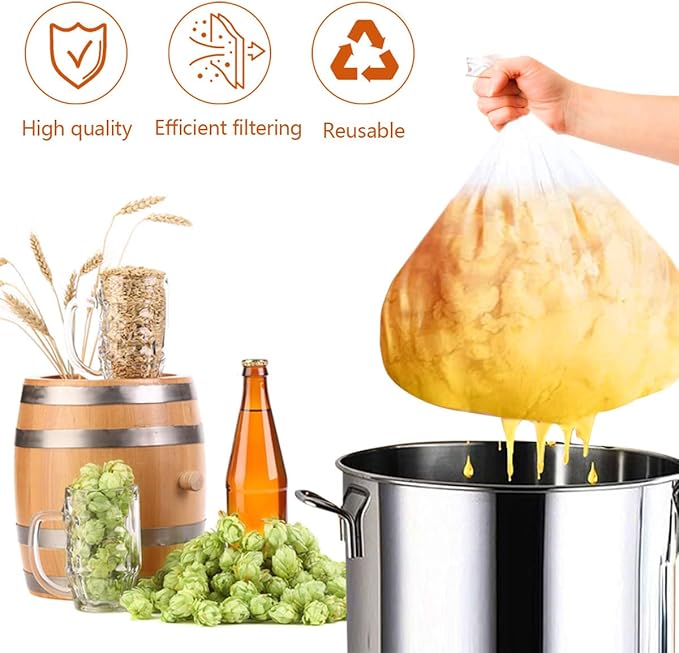 Bad Piggies 1 Pack Extra Large 26" x 22" Straining Bag, 100 Micron Fine Mesh Food Strainer, Reusable for Fruit, Cider, Apple, Grape, Wine, Press, Drawstring