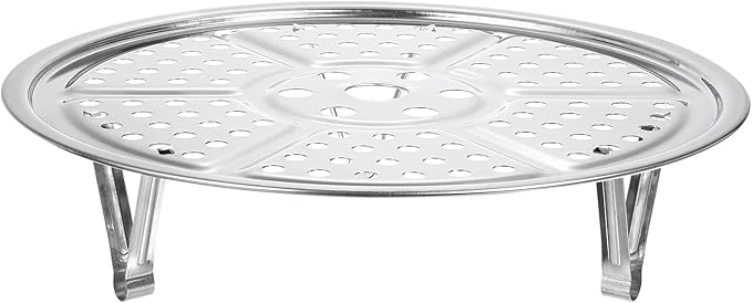 uxcell Stainless Steel Steamer Rack with Stand, 8.6 Inches Pot Steaming Tray for Steamer Cookware Instant Pressure Cooker, Silver Tone