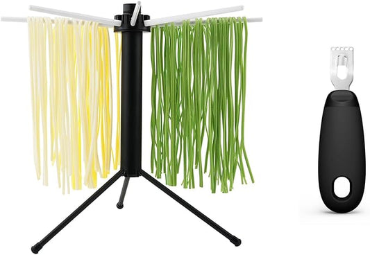 KITCHENDAO Collapsible Pasta Drying Rack and Citrus Lemon Peeler Zester Tool to Save Effort