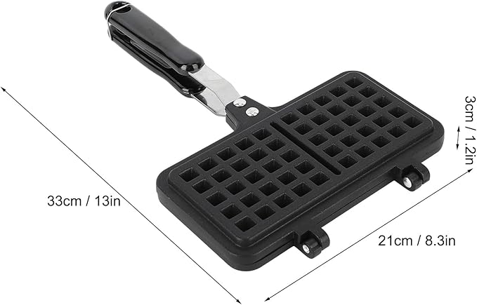 Asixxsix Stovetop Waffle Pan, Aluminum Nonstick Waffle Maker Pan, Stove Top Waffle Iron Cookware, Even Heating Double Waffle Baking Pan for Breakfast Camping
