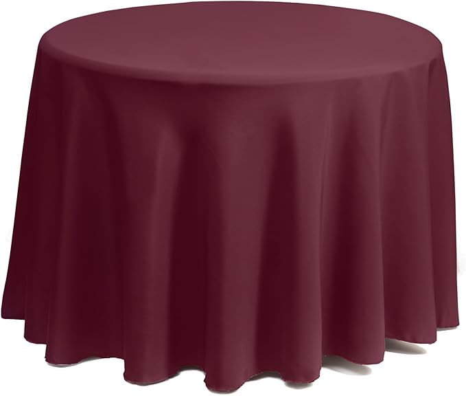Gee Di Moda Round Tablecloth - 90 Inch Burgundy Round Table Cloth for 30 to 60 Inch Round Tables - Heavy Duty Washable Fabric - for Buffet Table, Holiday Party, Dinner, Wedding & Baby Shower