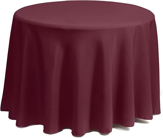 Gee Di Moda Round Tablecloth - 70 Inch Burgundy Round Table Cloth for 24 to 48 Inch Round Tables - Heavy Duty Washable Fabric - for Buffet Table, Holiday Party, Dinner, Wedding & Baby Shower