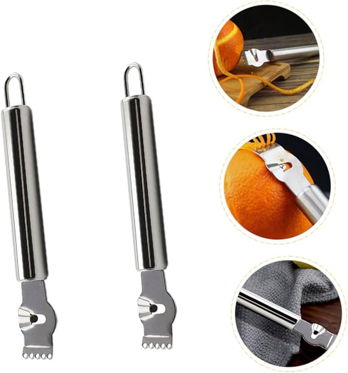 2pcs Stainless Steel Lemon Grater Zester Multi-function Fruit and Vegetable Peeler for Lemon Orange Citrus Peeling Kitchen Tool for Home Restaurant