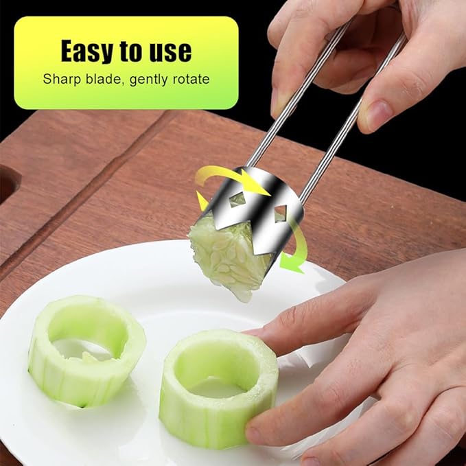 Multifunctional Fruit and Vegetable Core Remover,2026 New Red Bell Pepper Corer - Pepper, Pineapple, Pear, Apple Corer - Designed for a Wide Range of Fruits and Vegetables (1 PCS, Silver)