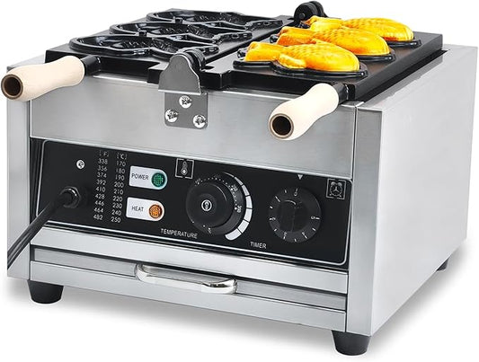 Taiyaki Fish Waffle Maker 3PCS Electric Taiyaki Machine, Non-Stick Teflon Coating Fish Shaped Waffles Iron,110V 50-300℃/122-572℉ Adjustable