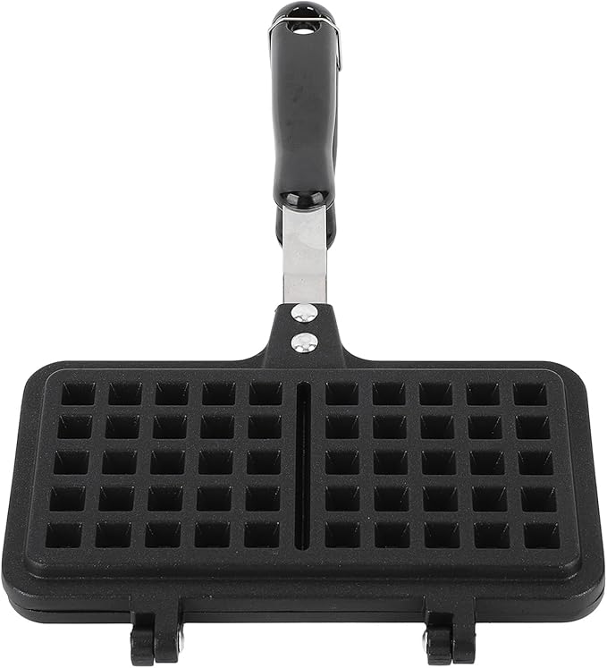 Stovetop Waffle Maker Pan, Aluminum Double Waffle Baking Pan with Non Stick Coating, Even Heating for Crispy Breakfast Waffles on Gas or Electric Stove