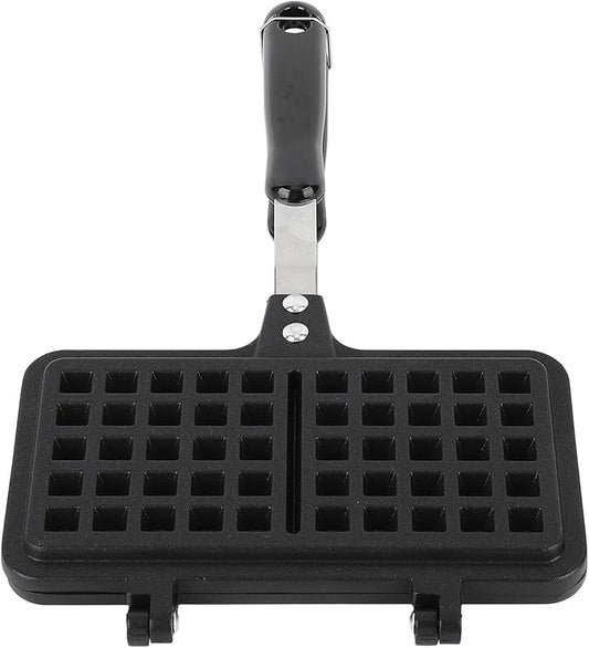Stovetop Waffle Maker Pan, Aluminum Double Waffle Baking Pan, Non Stick Coating for Even Heating, Compact Stovetop Waffle Maker with Double Heads for Breakfast and Desserts